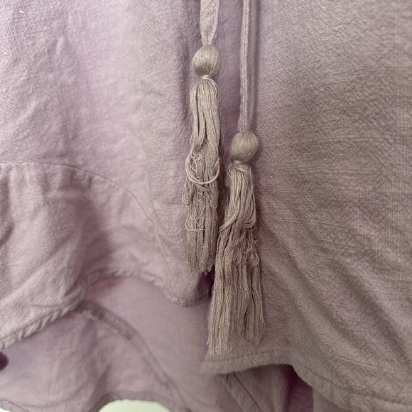 Light Purple Button Front Drawstring Romper - Picture 2 of 4
